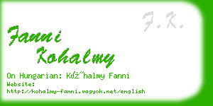 fanni kohalmy business card